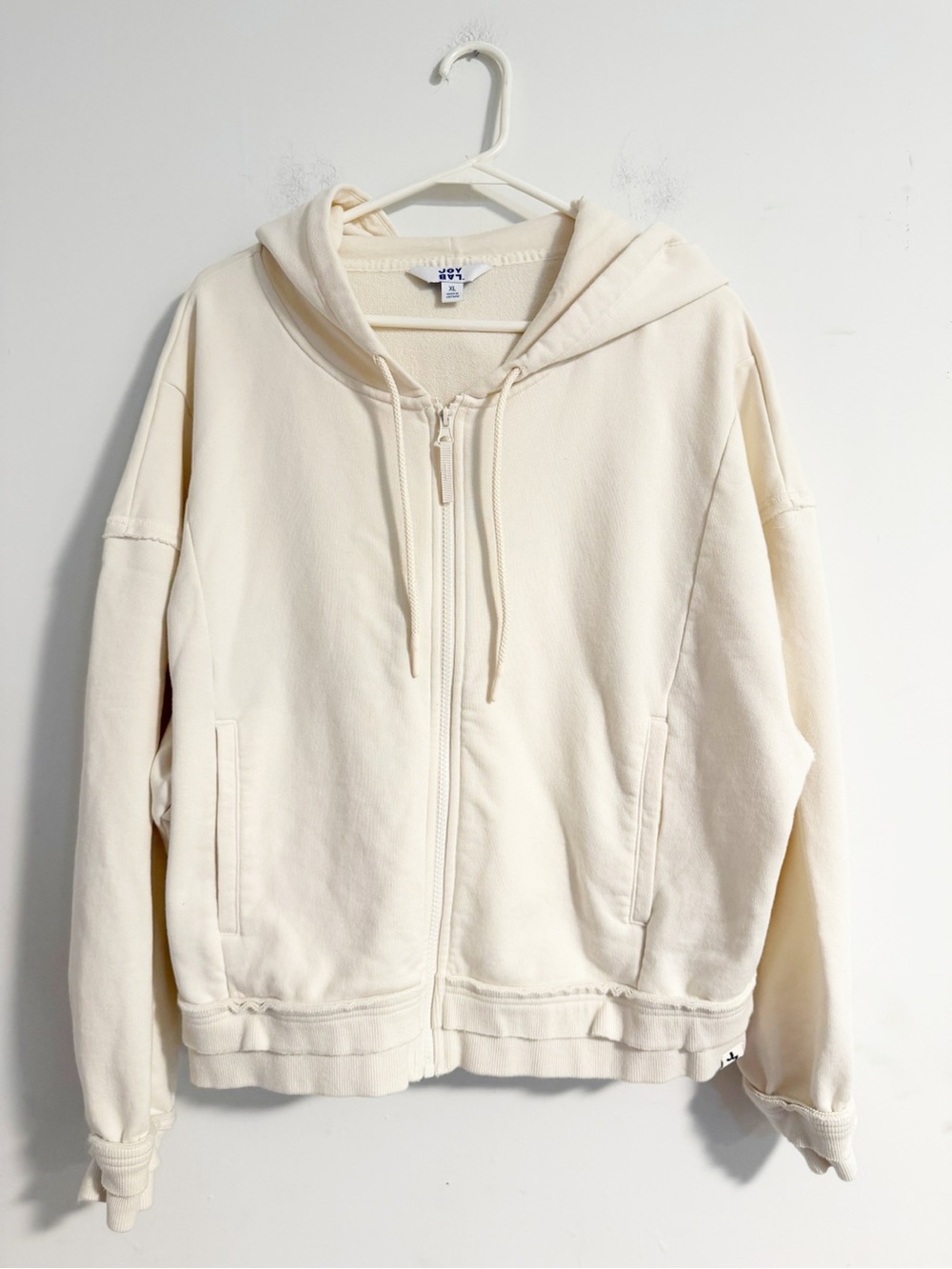 JoyLab Cream Full Zip Hoodie Sweatshirt XL Oversized Lounge Hooded Jacket